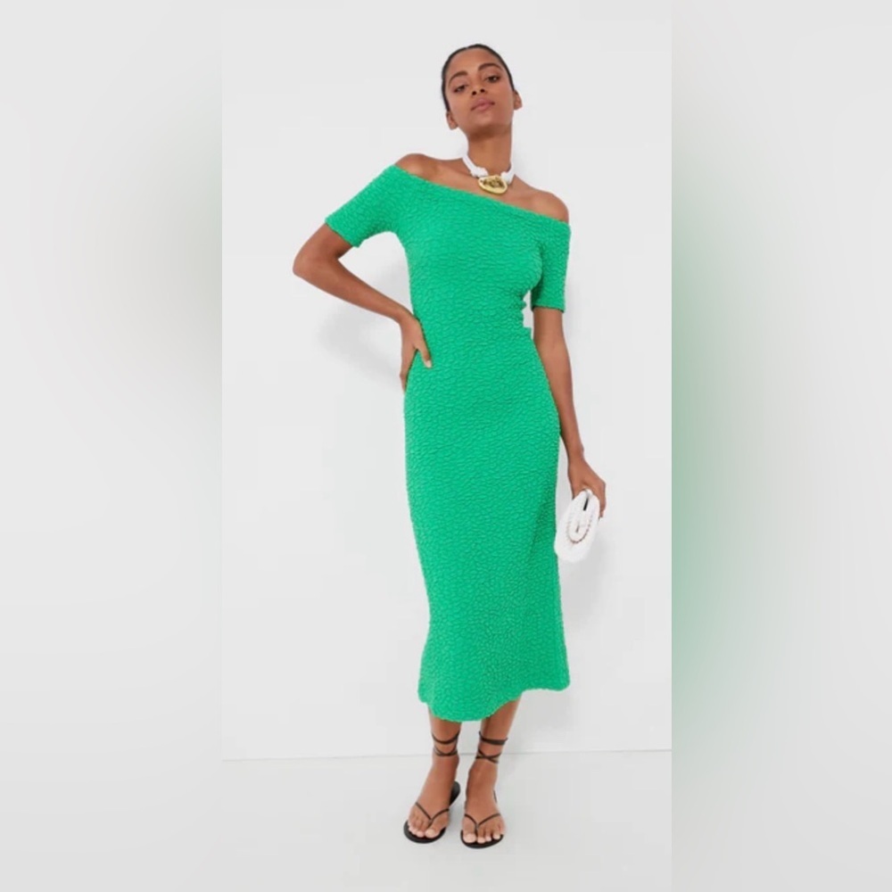 Baum und pferdgarten slim fit party coctail Green Off-Shoulder Dress NWT - Picture 2 of 5